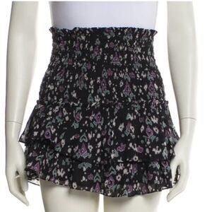 Chic Black and Purple Patterned Mini Skirt